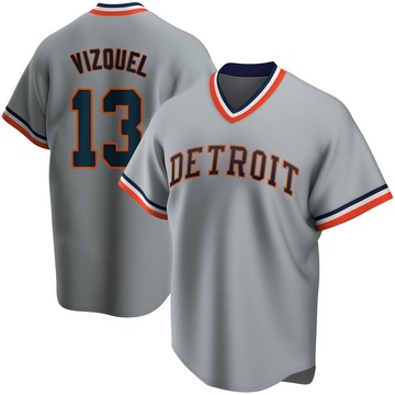 Detroit Tigers No13 Omar Vizquel Grey Road Women's Stitched Jersey